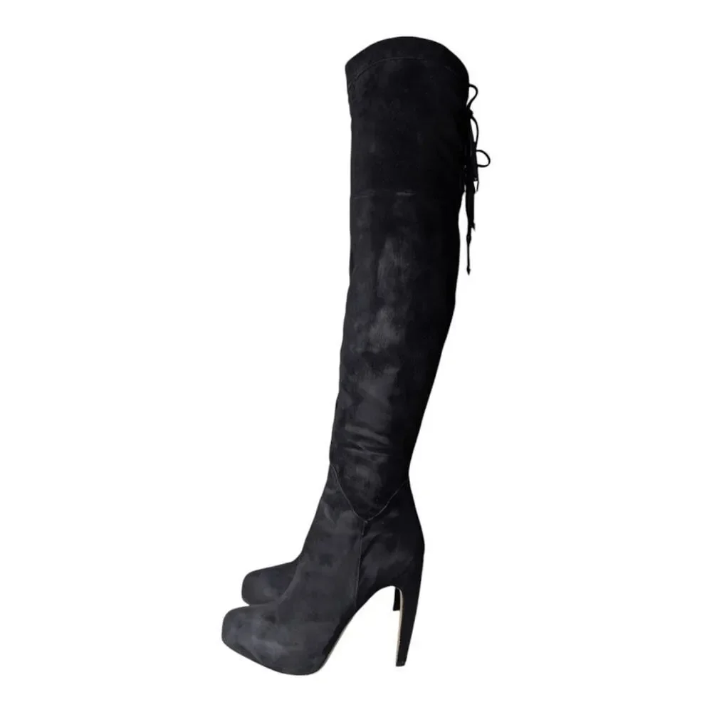 SAM EDELMAN Kayla Black Suede Over The Knee Boot Size 8M